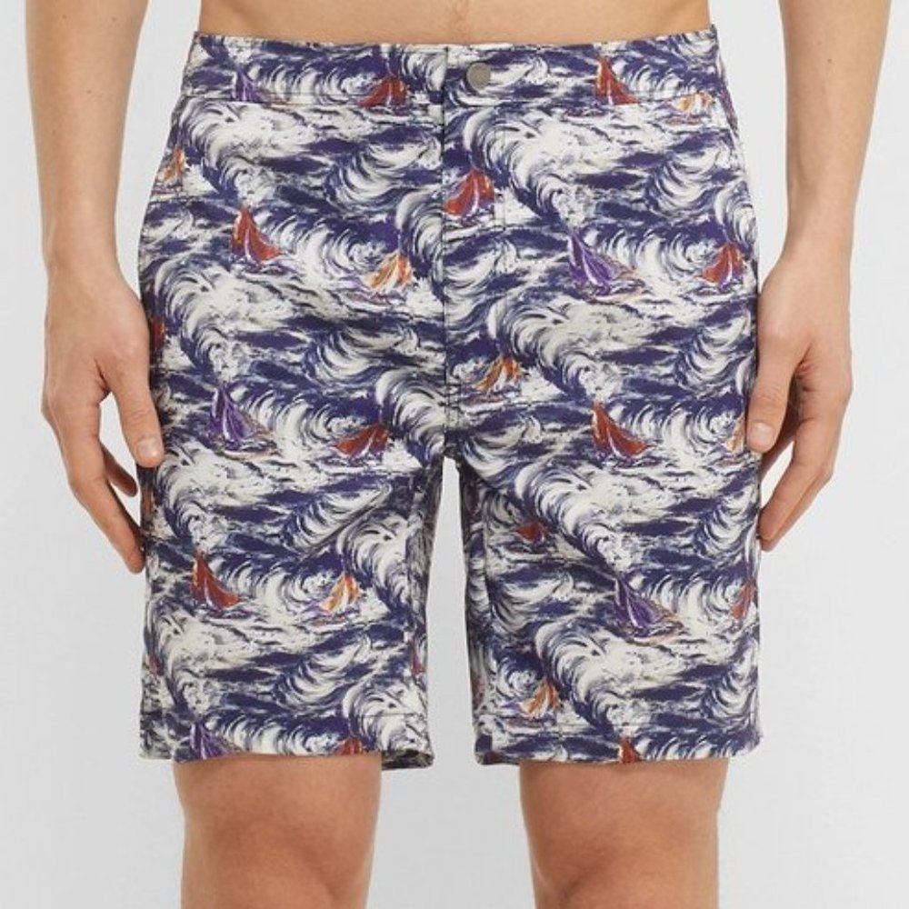 Size 38 ONIA Mens Calder Mediterranean Sails Swim Short